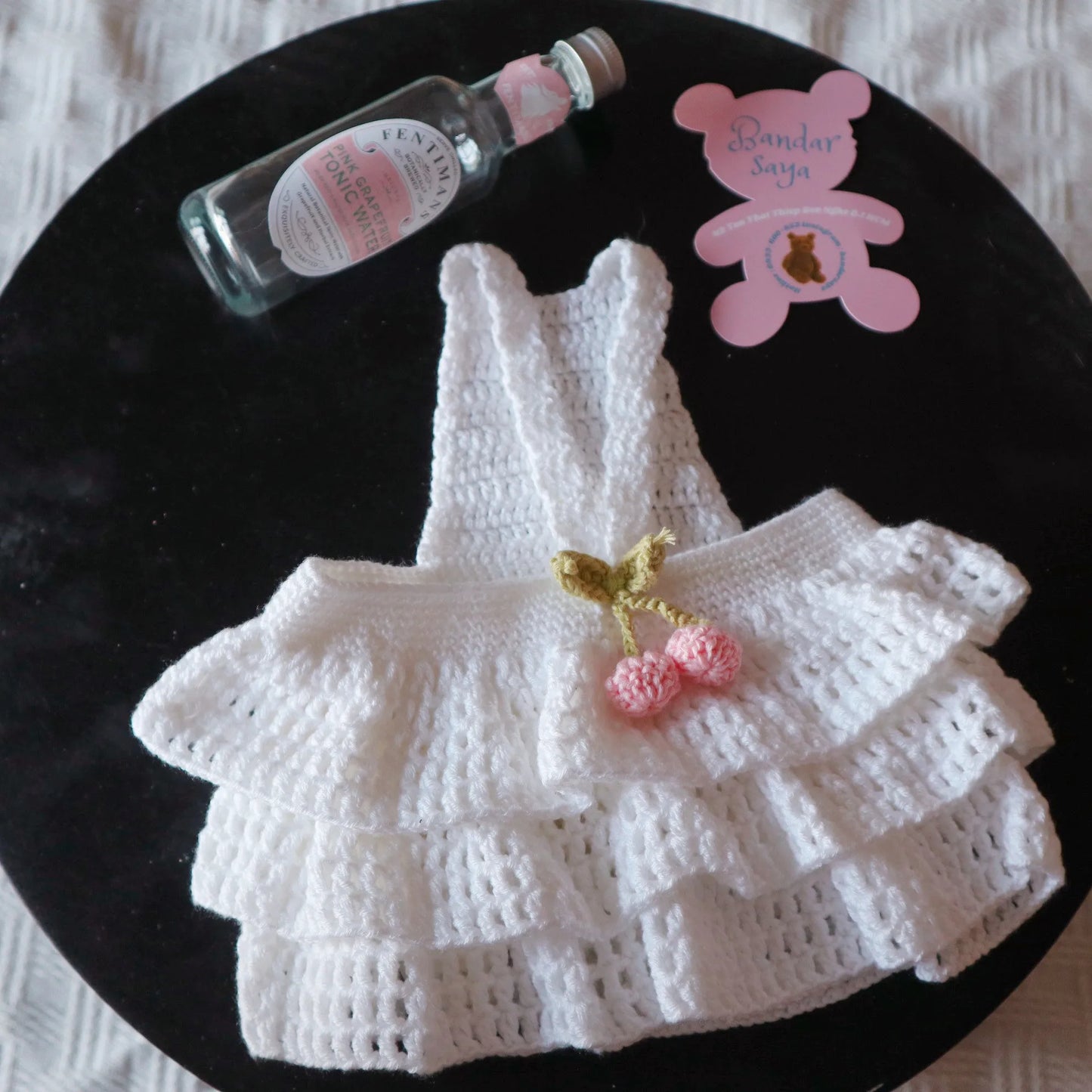 White Pet Dress with Cherries