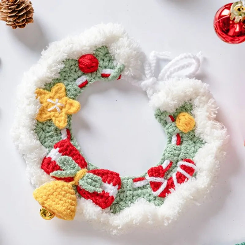 Christmas Knitted Pet Collar
