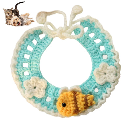 Crocheted Cute Kitten and Puppy Collar