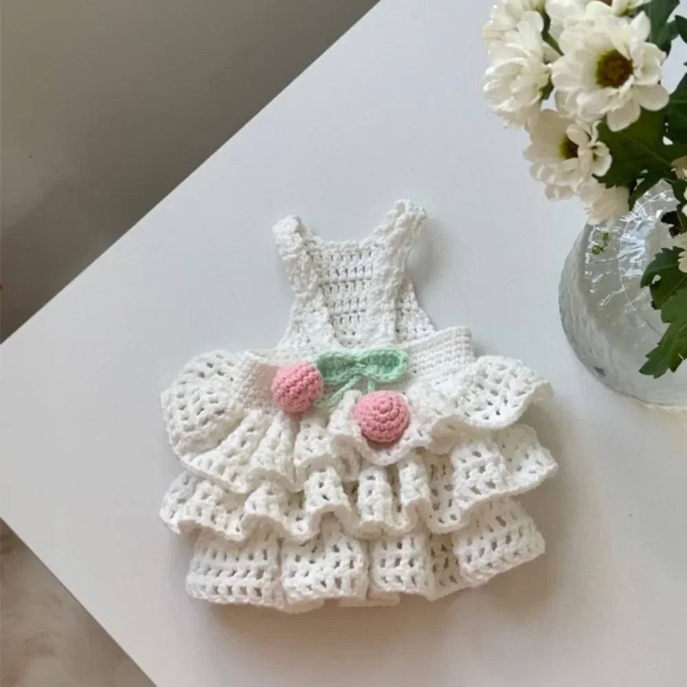 White Pet Dress with Cherries