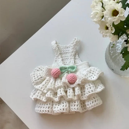 White Pet Dress with Cherries