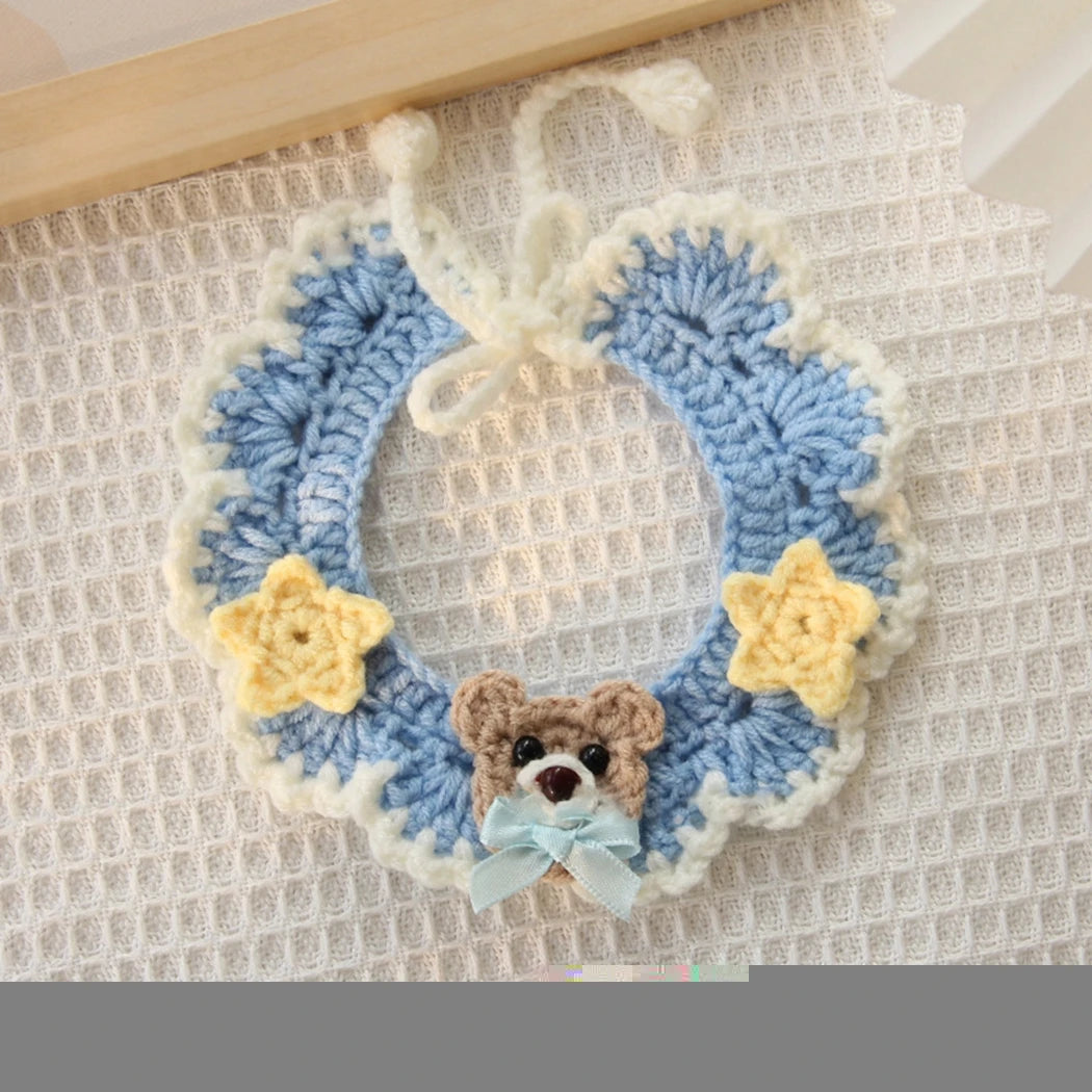 Crocheted Cute Kitten and Puppy Collar