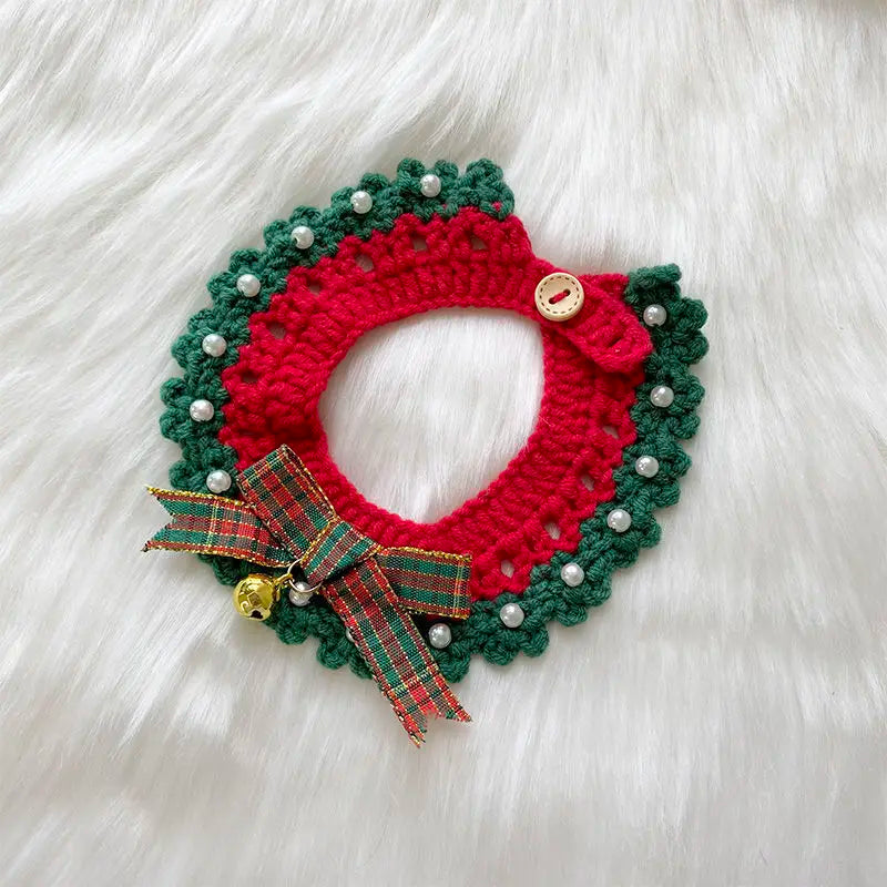 Christmas Knitted Pet Collar