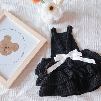 Knitted Cherry Vest and Black Dress