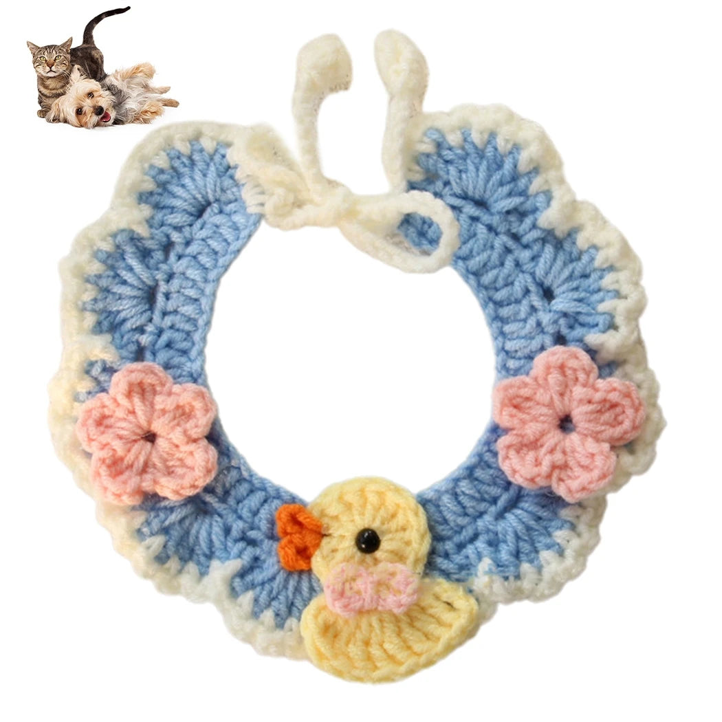 Crocheted Cute Kitten and Puppy Collar