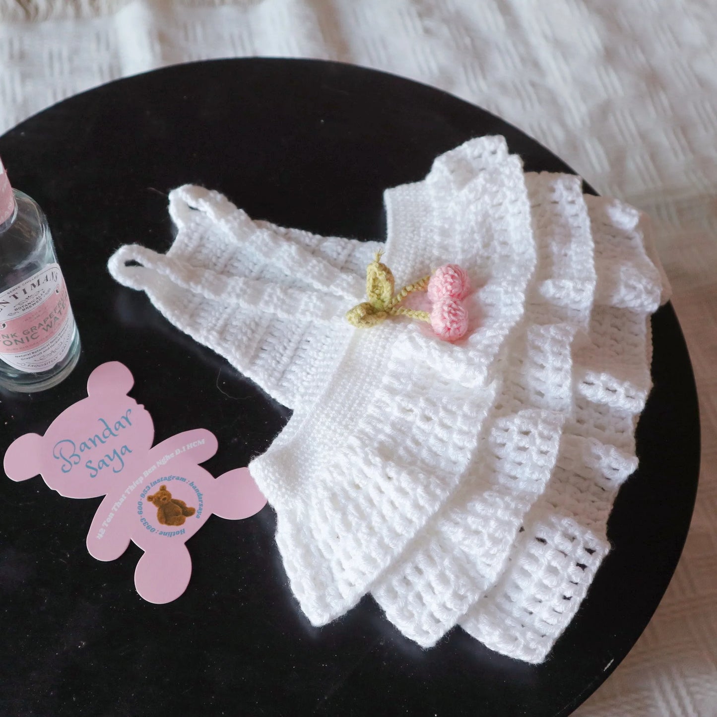 White Pet Dress with Cherries