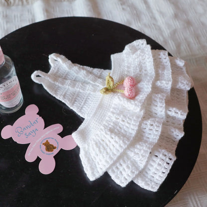 White Pet Dress with Cherries