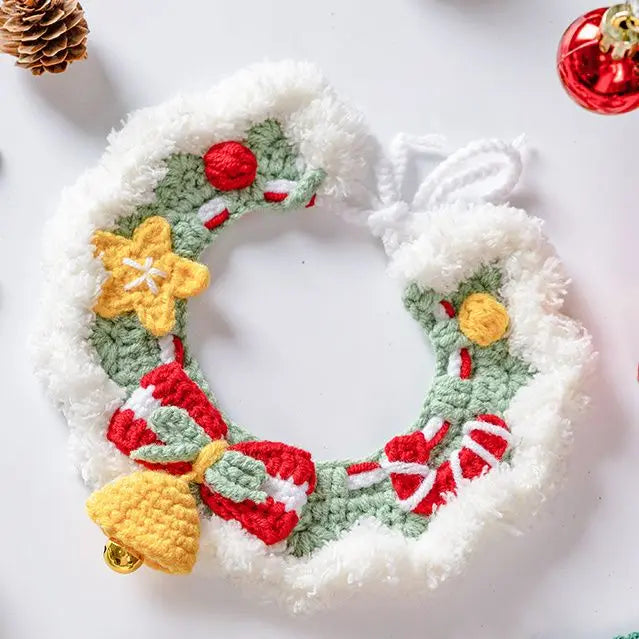 Christmas Knitted Pet Collar
