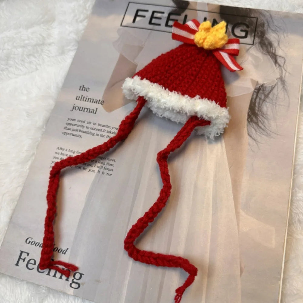 Crocheted Hat and Scarf with White Outline