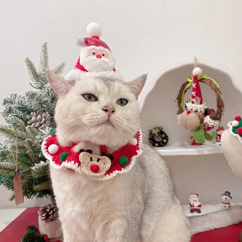Knitted Festive Collar and Knit Hat