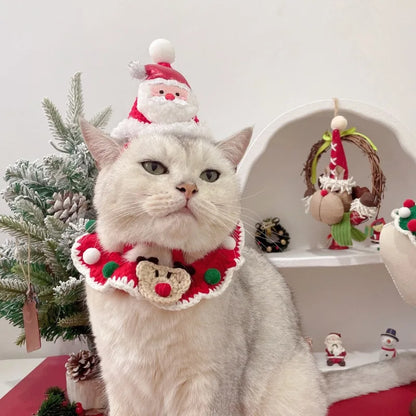Knitted Festive Collar and Knit Hat