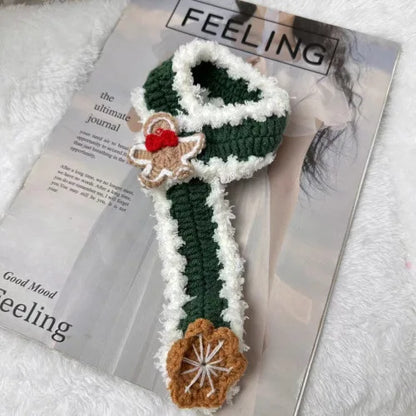 Crocheted Hat and Scarf with White Outline