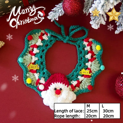 Crochet Christmas Pet Collar and Hat Set