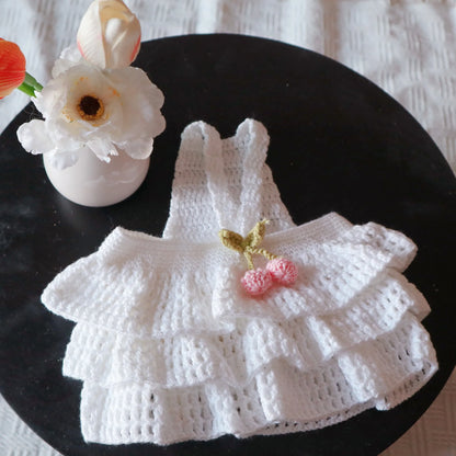 White Pet Dress with Cherries