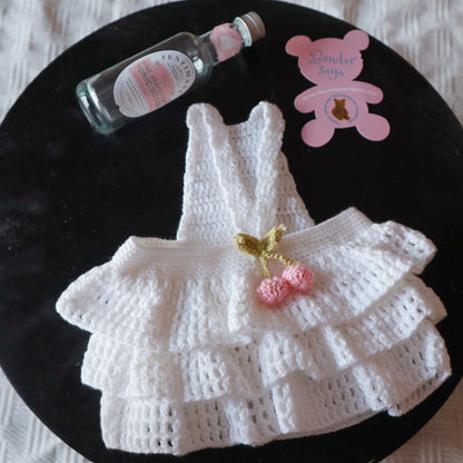 White Pet Dress with Cherries