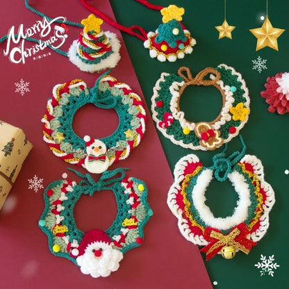 Crochet Christmas Pet Collar and Hat Set