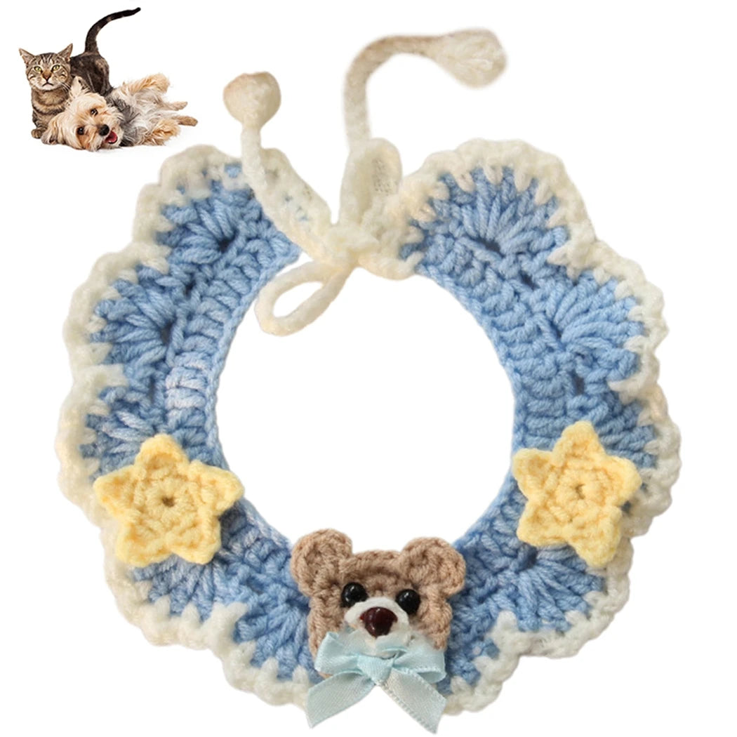Crocheted Cute Kitten and Puppy Collar