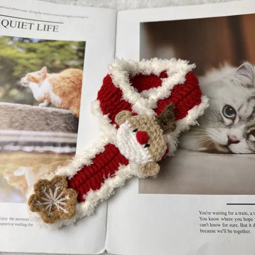 Crocheted Hat and Scarf with White Outline