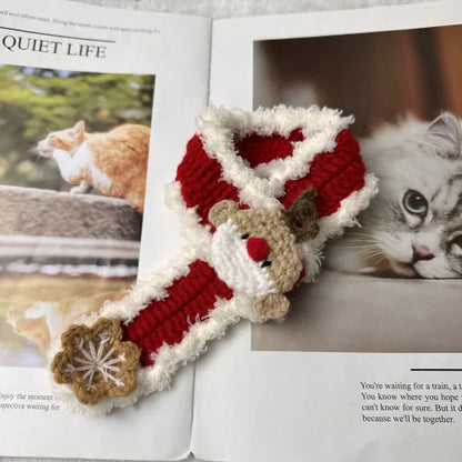 Crocheted Hat and Scarf with White Outline