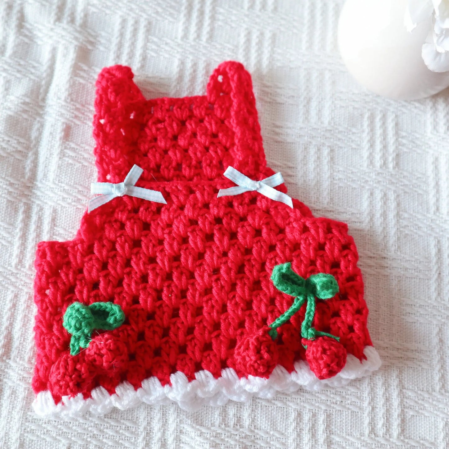 Knitted Cherry Vest and Black Dress