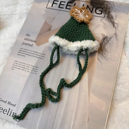 Crocheted Hat and Scarf with White Outline