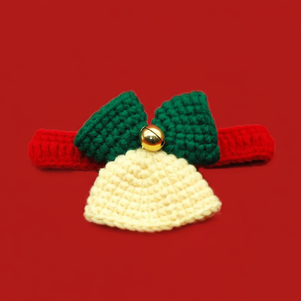 Christmas Bell Knitted Collar for Small Animals
